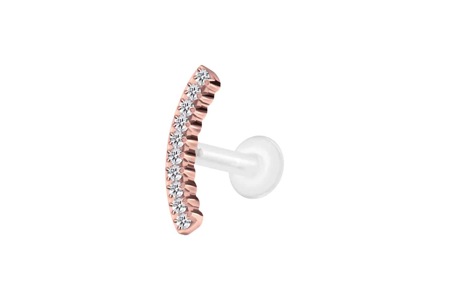 PTFE Labret Piercing mit Innengewinde + Titan-Aufsatz KRISTALLBOGEN